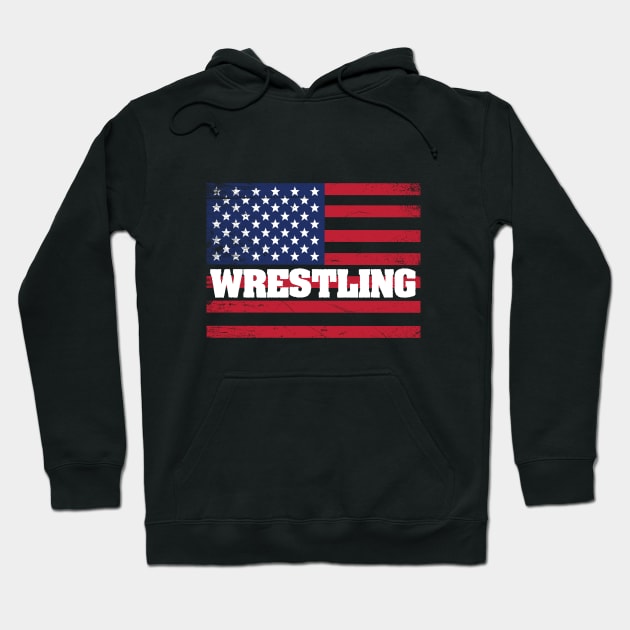 Wrestling - Wrestling American Flag Hoodie by Kudostees